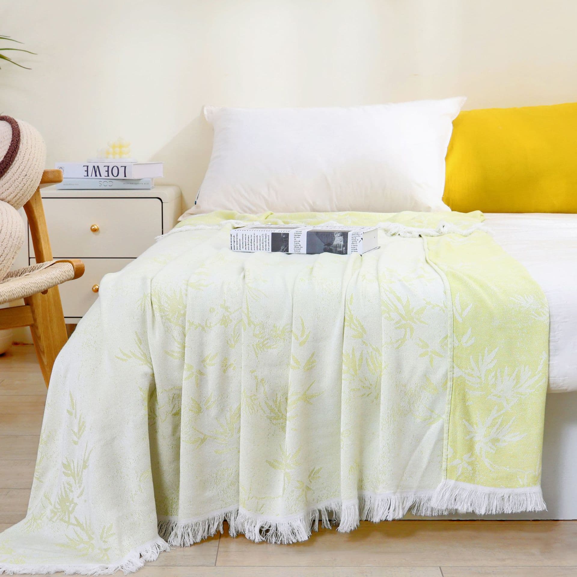 Tassel Cooling Blanket, Ice Cold Throw, Summer Quilt, Air Conditioning Cover Blanket, Fresh and Elegant Style, Single Student Soft