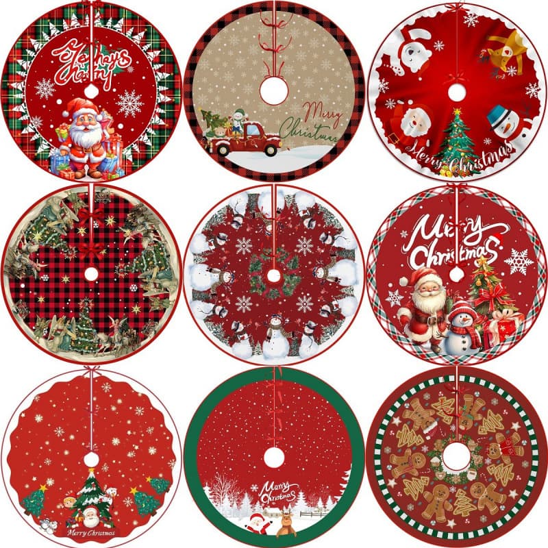 New Cross-Border Christmas Tree Skirt Christmas Decoration Cartoon Print Tree Skirt Ornament Christmas Tree Bottom Skirt