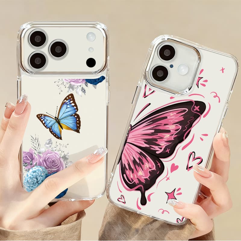 Suitable for Apple 16PROMAX half-wing butterfly 17Promax full screen butterfly TPU electroplating protective case