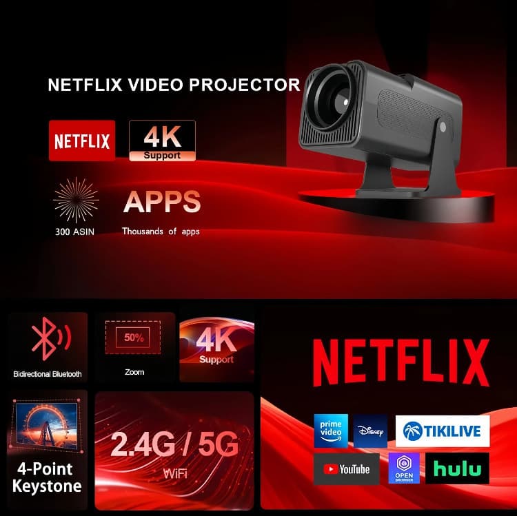 New cross-border Pindou projector home ultra-high definition 4kHY320MINI home foreign trade PTZ portable living room