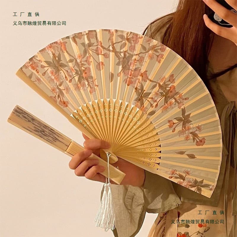 New Chinese Style Folding Fan, Ancient Style, Summer, Hanfu, Women's, Cheongsam, Dance Fan, Portable, Photo Prop, Mid-Fold Fan, Cat
