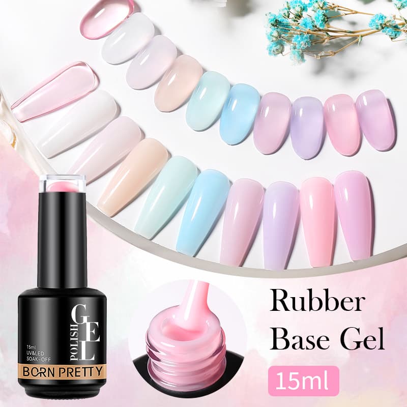 BORN PRETTY Nail Color Rubber Base Gel - Pink Transparent Elastic Nail Functional Gel UV Curing Gel