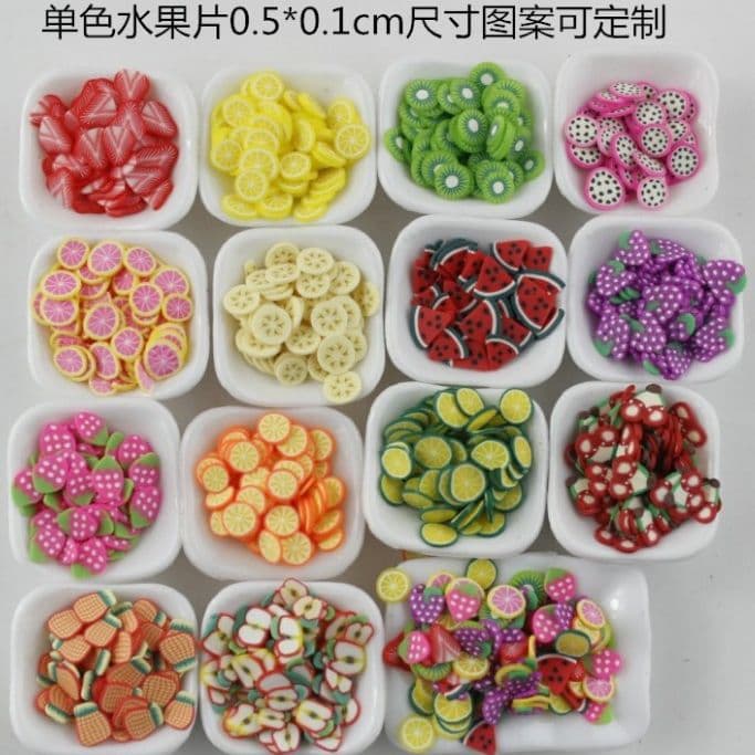 100g single strawberry orange fruit slice slime mud material hairpin manicure accessories