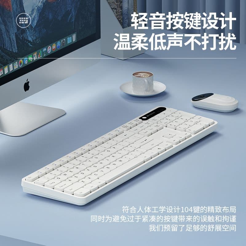 Wireless Bluetooth keyboard, rechargeable, wired, silent, suitable for gaming, office work, women, laptops, and tablets.