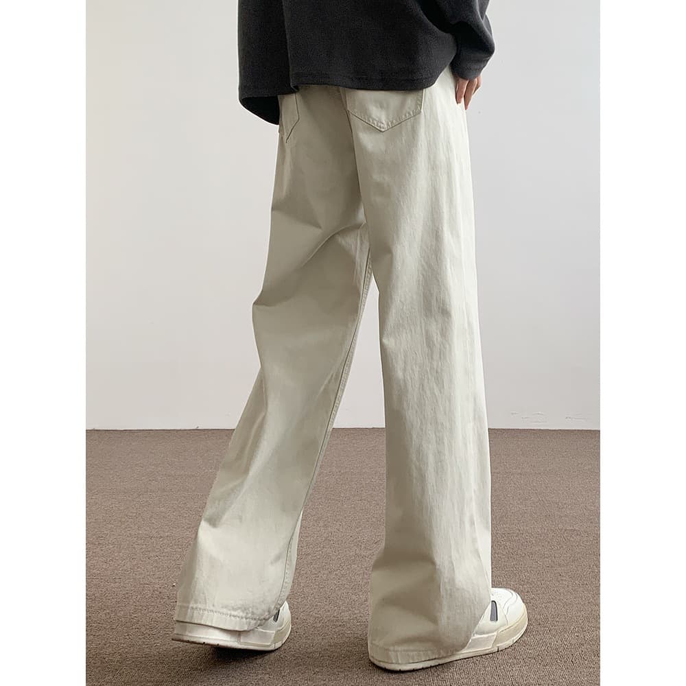Maillard Off-White Jeans Unisex Streetwear Vintage Cleanfit Drape Straight-Leg Floor-Length Casual Wide-Leg Trousers