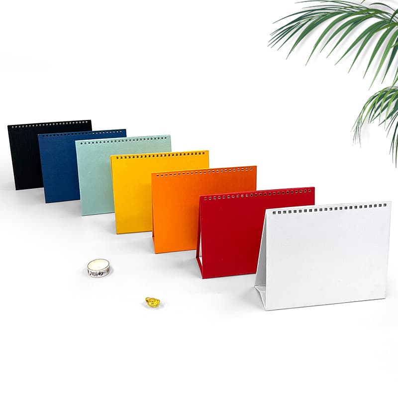 In stock A5/8 inch calendar ornament, simple colorful horizontal monthly calendar, paper triangular base, desk calendar stand wholesale.