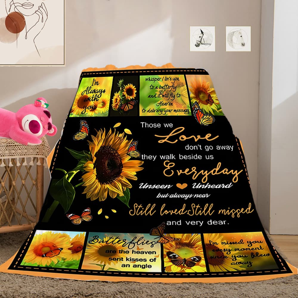 Cross-border hot-selling sunflower envelope letter design flannel blanket customization for family/friends gift small throw