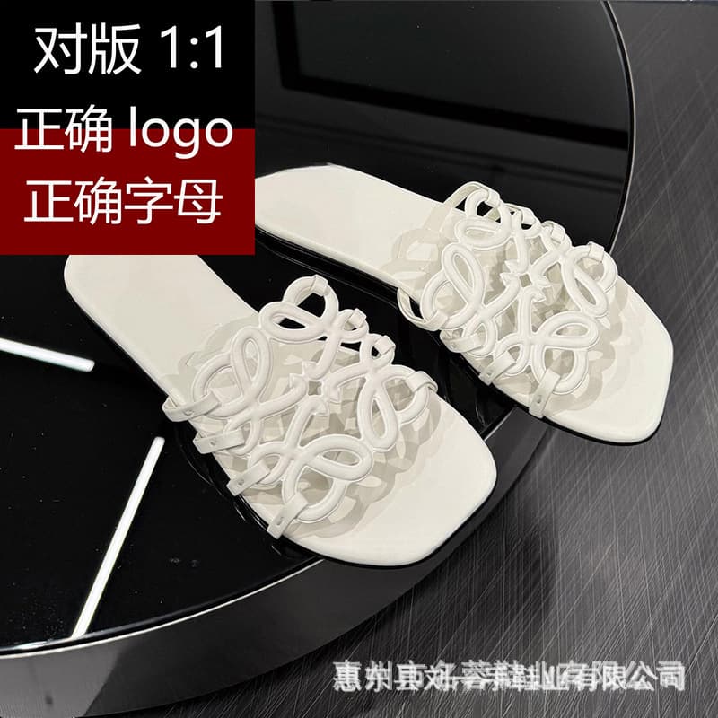 High Version ~ Luojia New Leather Hollow Flat Sandals Women's Beach Roman Shoes Slip-Ons for Outer Wear Cross-Border