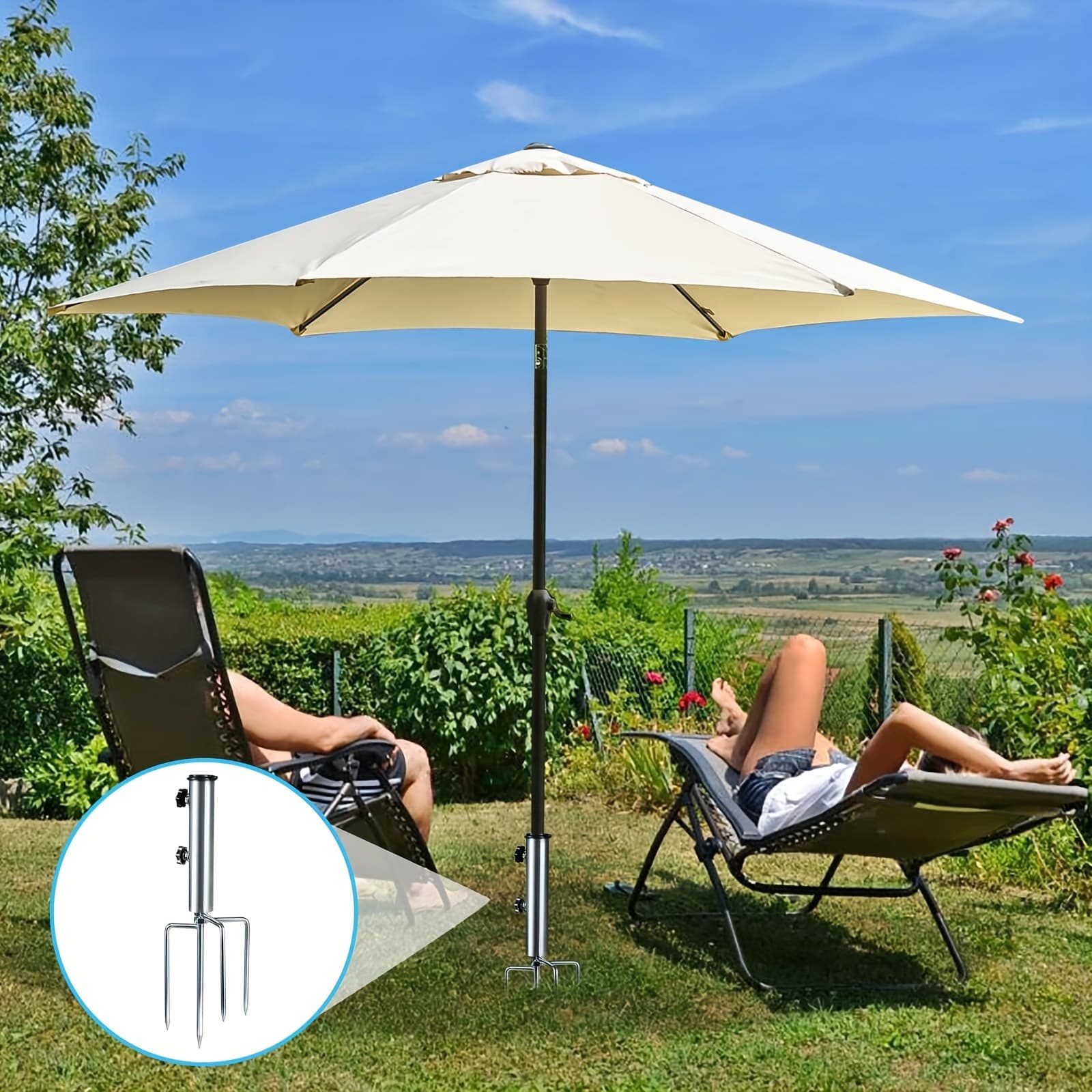Cross-border e-commerce hot-selling outdoor sun umbrella, beach sun umbrella ground spike base, fishing umbrella insert large umbrella fixing accessories