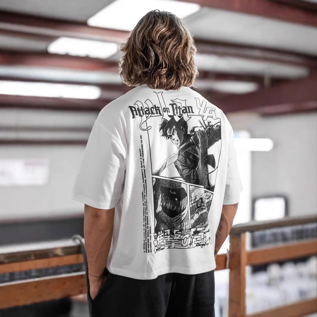 YOUNGLA Alliance Attack on Titan Men's Oversized T-Shirt Jogger Sports Fitness Pure