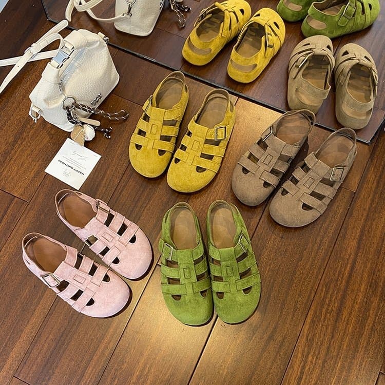 New Thick-Soled Summer Sandals, Height-Increasing Soft Sole Anti-Slip Cut-Out Forest Style Toe-Cover Sandals, Woven Fashion Clog Sandals
