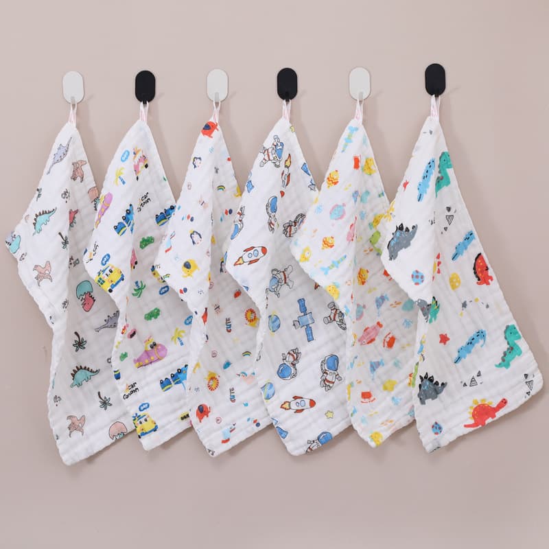 Pure Cotton Drool Bibs, Six-Layer All-Cotton Towel, Printed Face Towels, High-Density Infant and Children's Towels, Gauze Face Towels, Children's Towels
