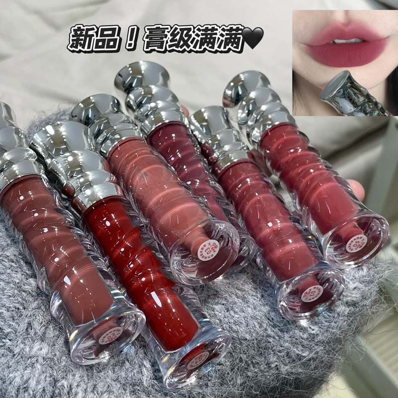 Kakashow Velvet Matte Lip Gloss Low Saturation Gray Pink Rose Color Matte Student Natural Look Lipstick