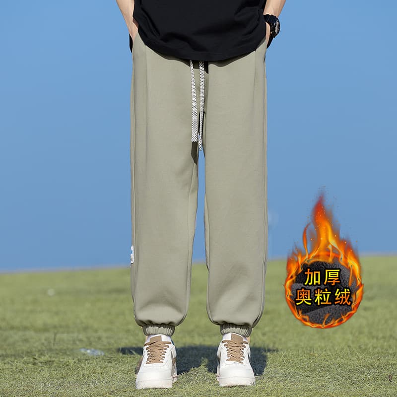 American Casual Pants Men's Loose Tapered Leg Large Size Sports Pants 2024 New Autumn Fleece-Lined Trendy Brand Sweatpants Men