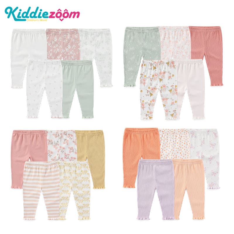 Newborn Pure Cotton Long Pants Children's Four-Season Ankle Pants Girls' Sleep Pants Five-Pack Breathable High Waist Belly Protection Ins