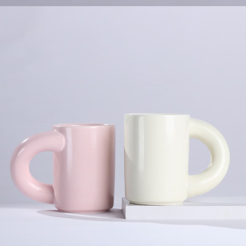 ins Nordic internet celebrity big ears ceramic mug creative crooked ceramic thick handle milk coffee cup