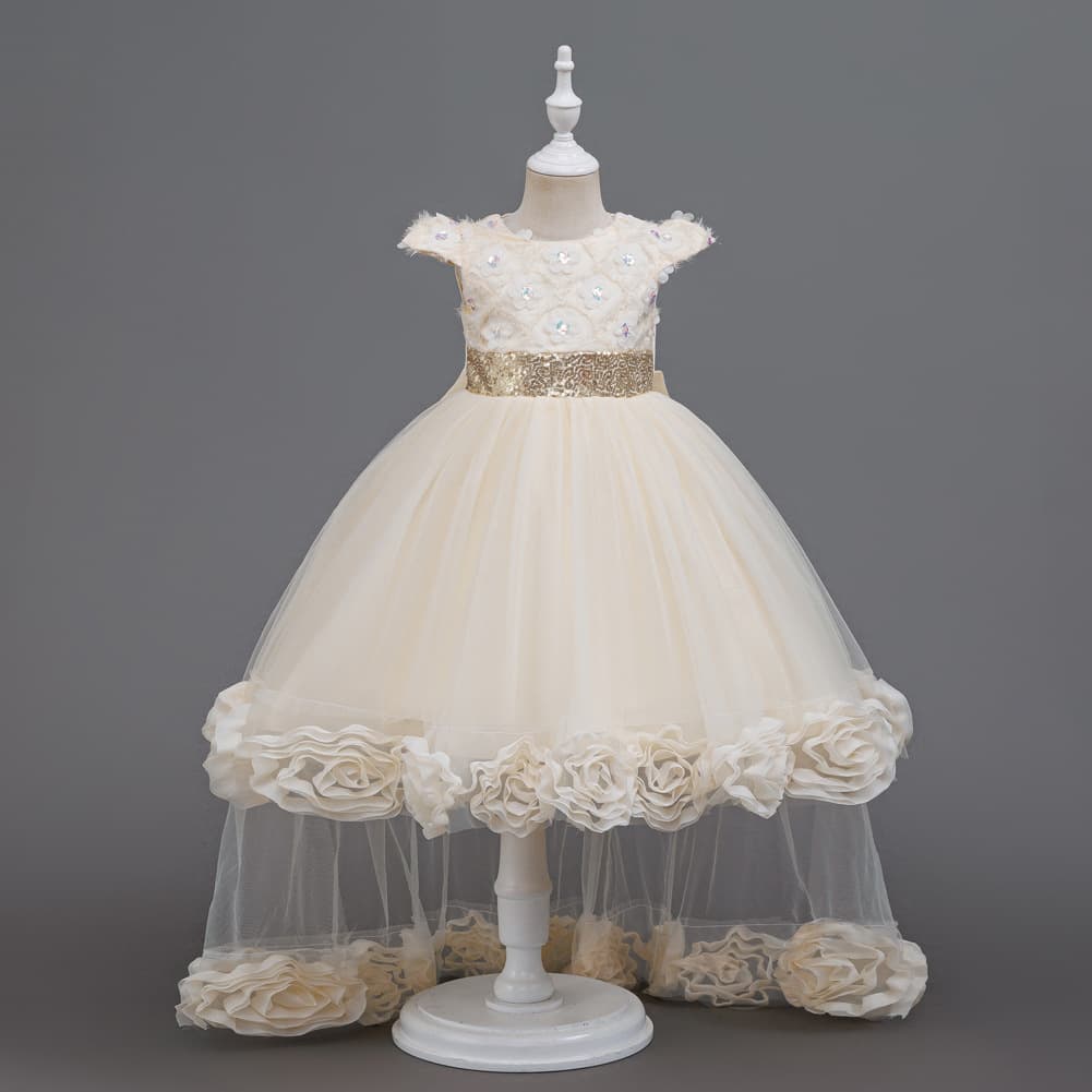 CE CPC Certified Girls Summer Sequin Tulle Princess Dress with Embroidery for Cross-border Trade 955