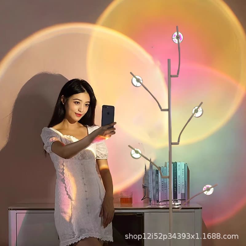 Sunset live broadcast background desk lamp design Internet celebrity light and shadow floor lamp living room bedroom atmosphere lamp sunset sunset lamp