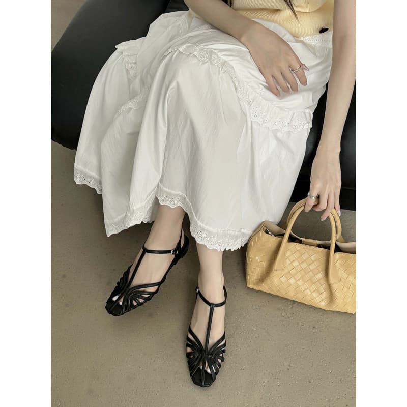 Fashion Retro Woven Hollow Wedge Heel Closed-Toe Sandals for Women 2025 Summer New Soft Sole Versatile Open-Back Roman Shoes