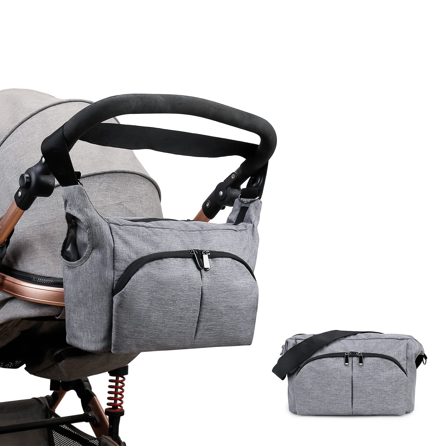 Shoulder Handheld Diaper Bag, Portable Stroller Bag with Pair of Hooks, Multifunctional Maternity Travel Bag