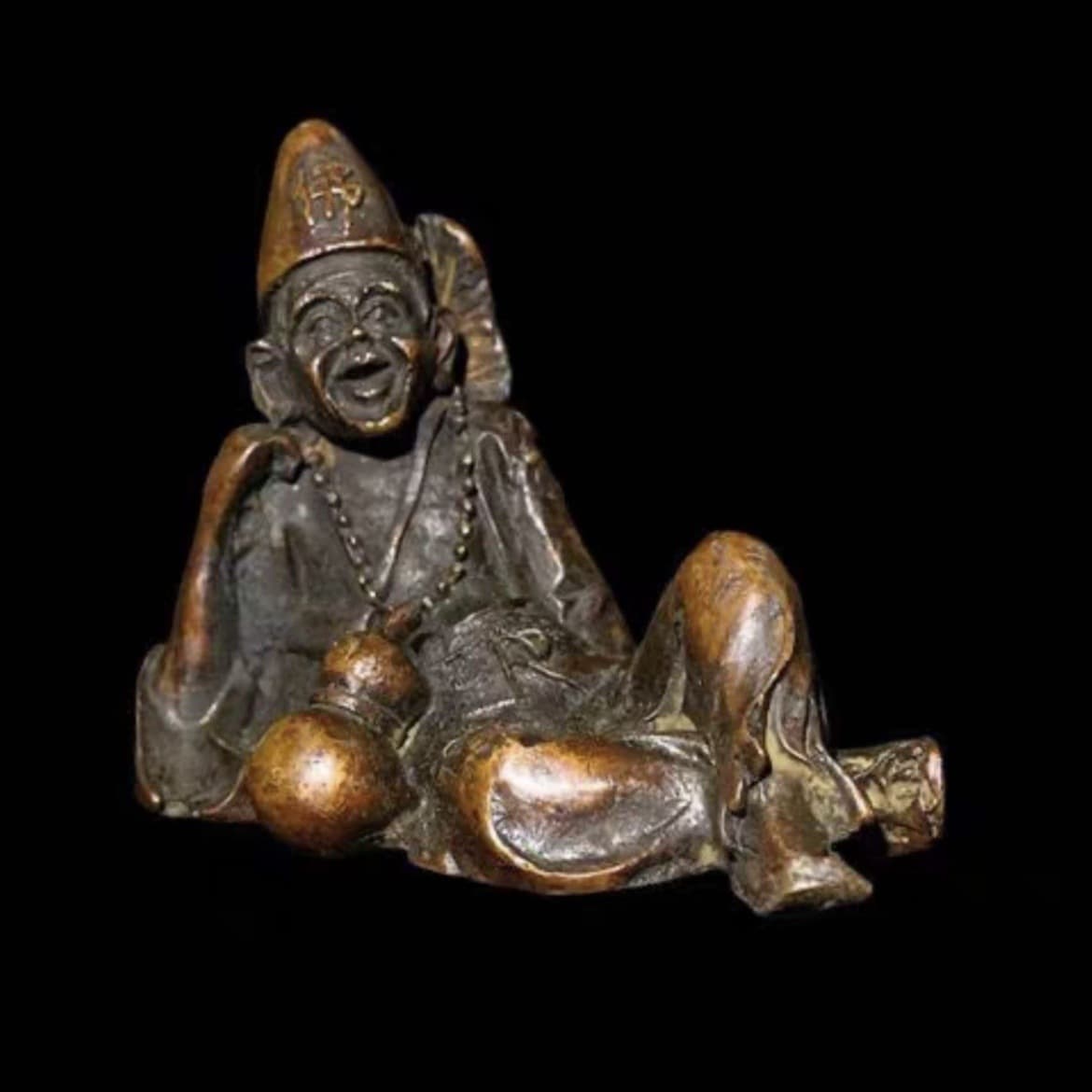 Solid Copper Jigong Figure Antique, Brass Retro Craft Tea Pet Decoration, Copper Ware Collection, Home Decor Ornament