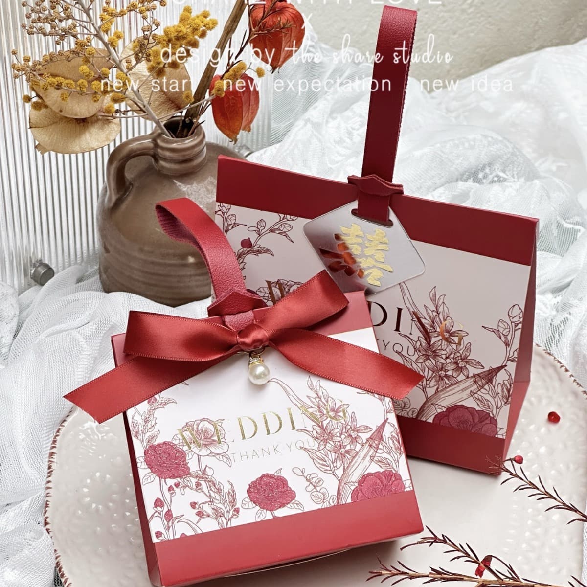 SHARE Xingyepai Original | Spring Scenery Large Capacity Handheld Candy Box - Exquisite Floral Wedding Favor