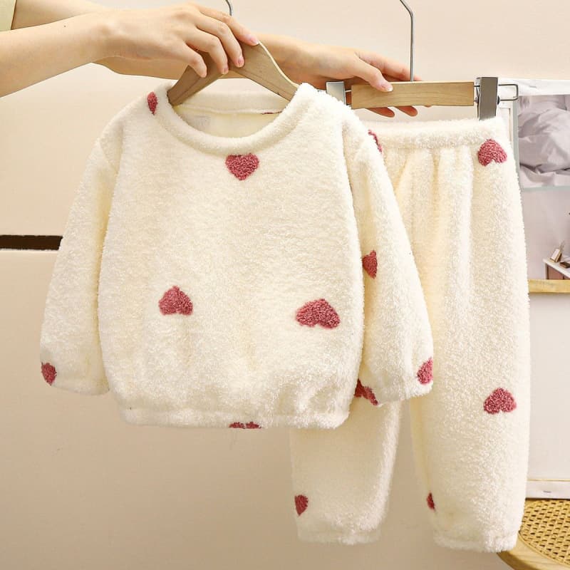 Kids Pajama Set Fall Winter New Boys Cloud Fleece Girls Loungewear Baby Thickened Fleece Cotton Children's Clothing
