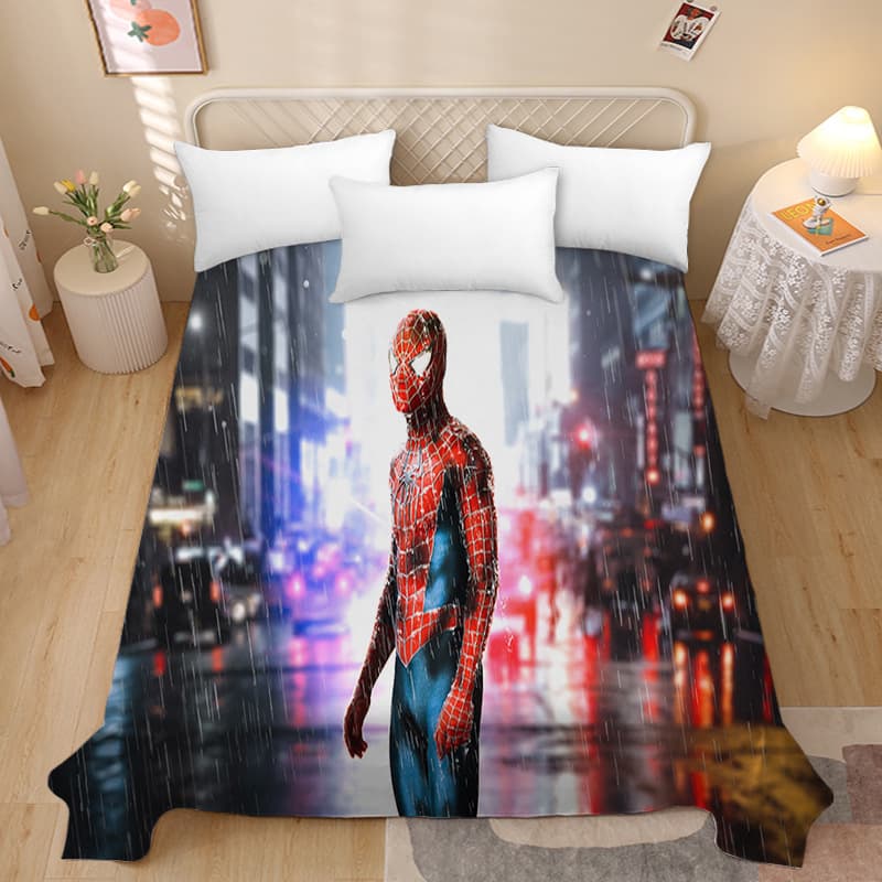 Cartoon Anime Spider-Man Australian Cotton Digital Print Bed Sheet 1.2 Size Anime Single Student Dorm Bed Sheet
