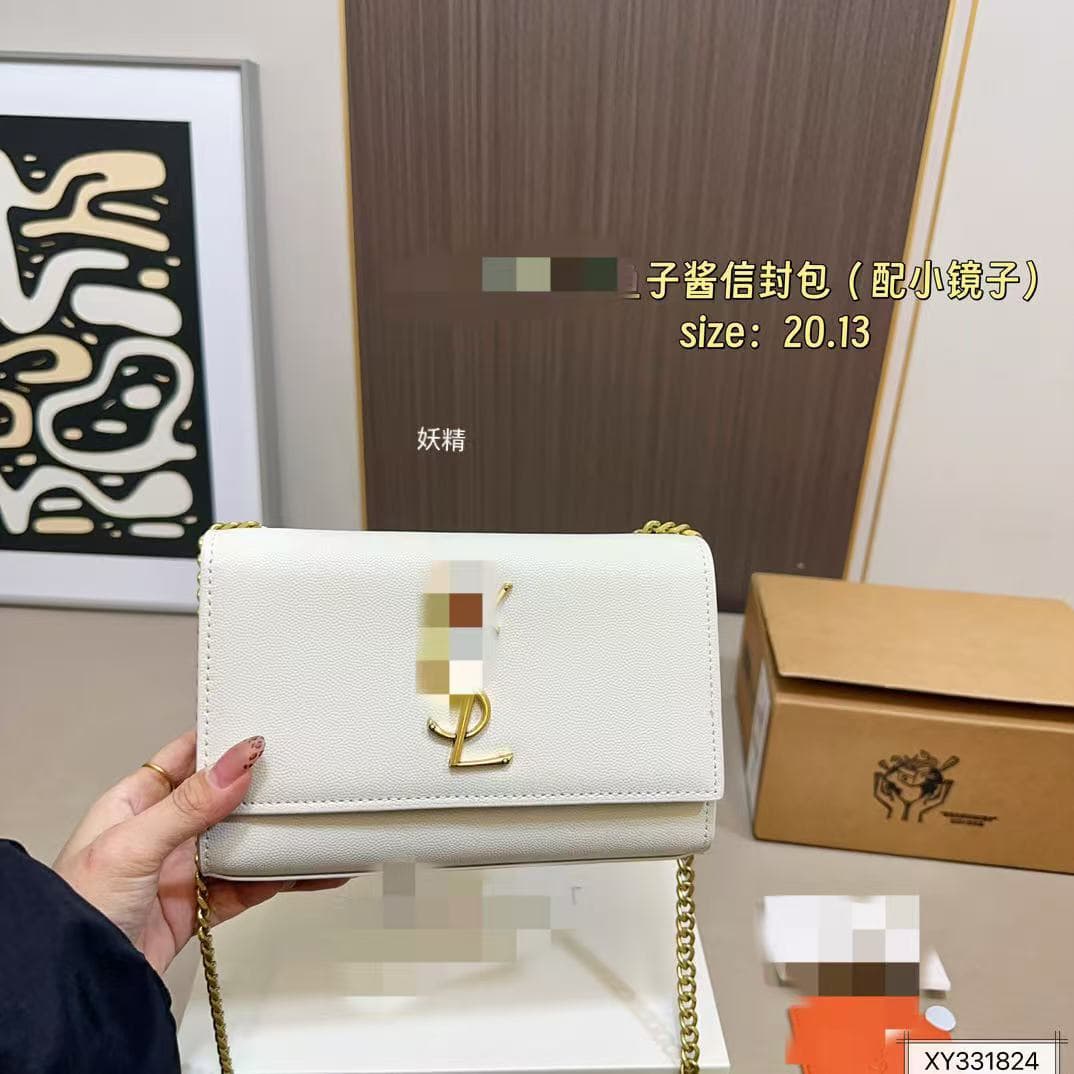 SL original leather luxury women's bag Yang Shulin maroon patent leather KATE woc chain bag single shoulder crossbody bag