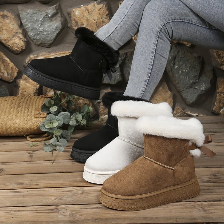 Women's Winter Thick-Soled Plush-Lined Snow Boots, Large Size Export, Warm Towel-Lined Short Ankle Boots, Cotton Shoes