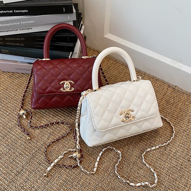 Small Fragrance Style Handbag Women Light Luxury Diamond Quilted Stitched Shoulder Small Square Bag Cross-border Niche Hot-selling Crossbody Chain Bag