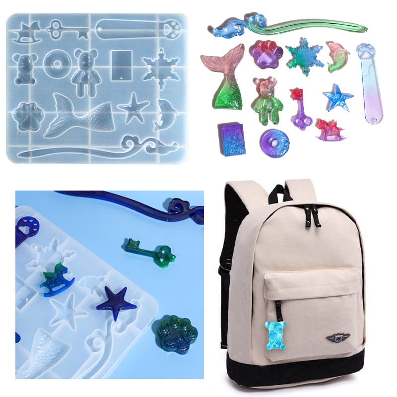 DIY Mirror Glue Mold Fish Tail Bear Hairpin Multiple Pendant Silicone Molds Exclusively Available on Amazon