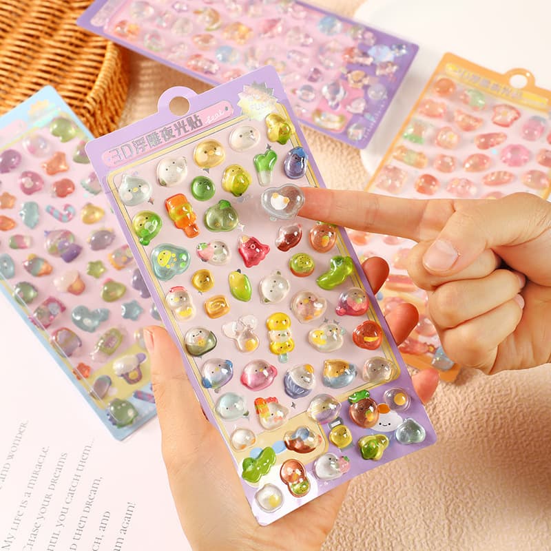 Solid 3D Embossed Stickers for Girls - Rhinestone Crystal Stickers, Cute Decals for Phone Decoration