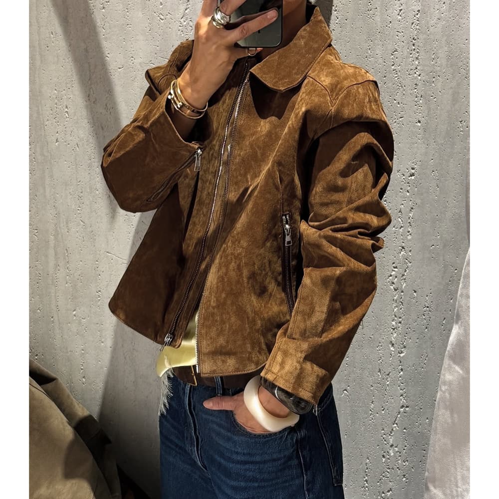 Cross-border Women's Fashion Wholesale 2025 Fall New Arrival European & American Style Simple Versatile Long-Sleeve Jacket Suede Coat