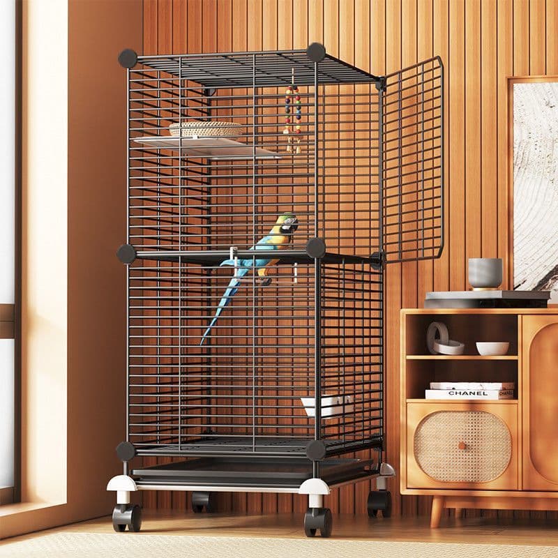 Bird cage parrot splash-proof cage home black phoenix thrush starling pearl peony large bird ecological breeding luxury villa