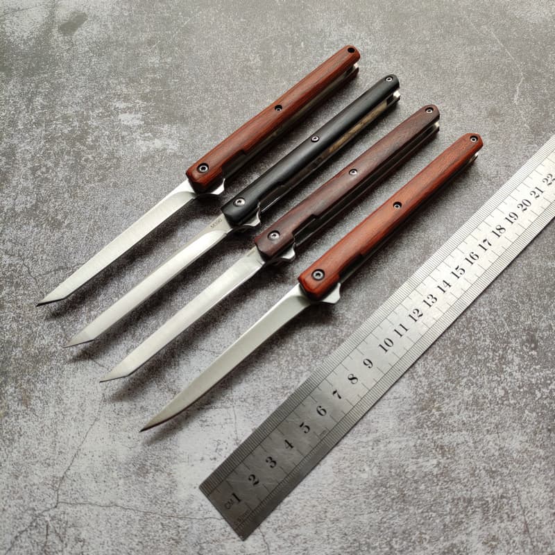 Factory high hardness outdoor folding knife portable wooden handle M390 pocket knife mini sharp fruit knife