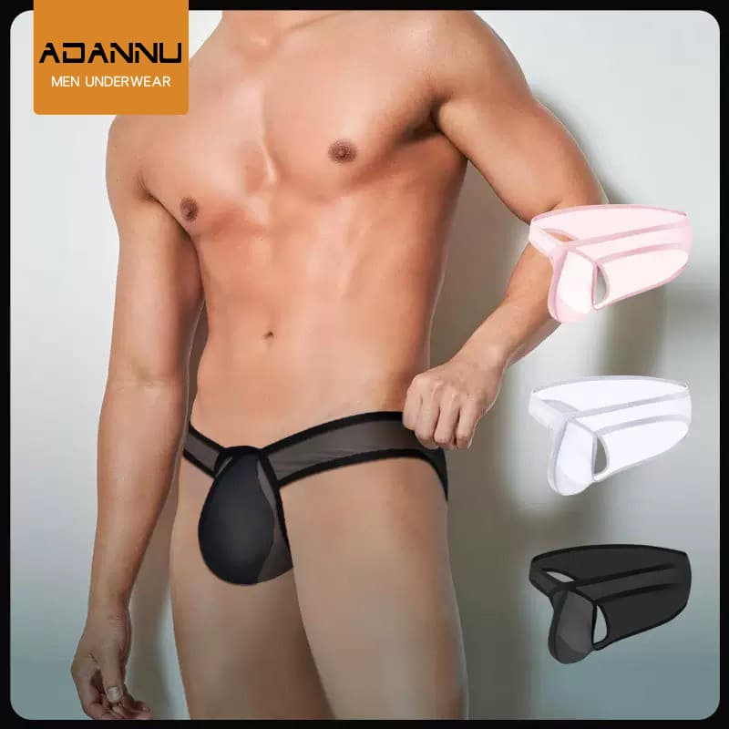Sexy Triangle Briefs Men's Sports Breathable Lightweight Plus Size Simple Men's Underwear Semi-Transparent Lingerie Bottom