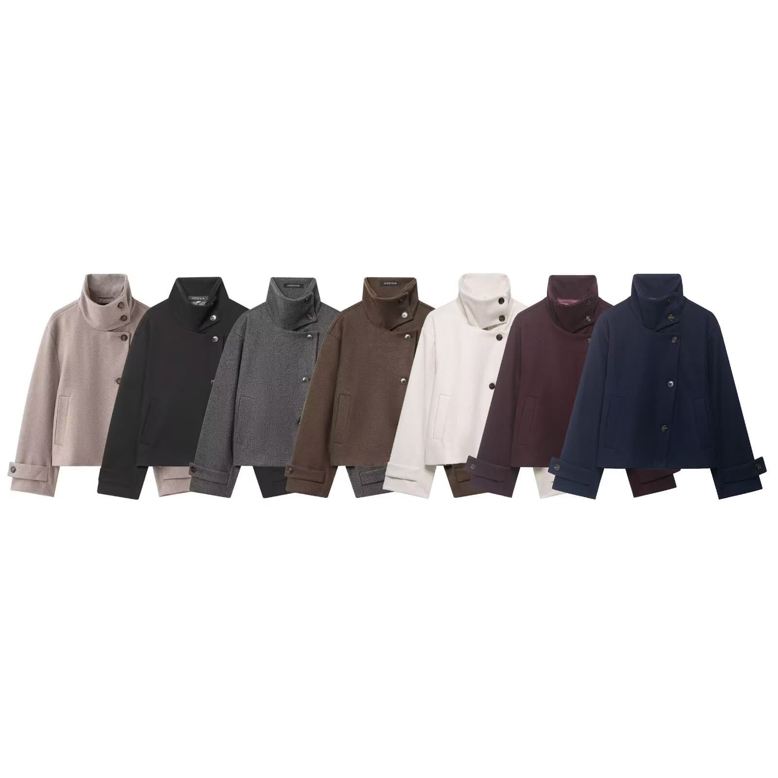 Foreign trade wholesale autumn new European and American style casual loose stand collar jacket 6318293