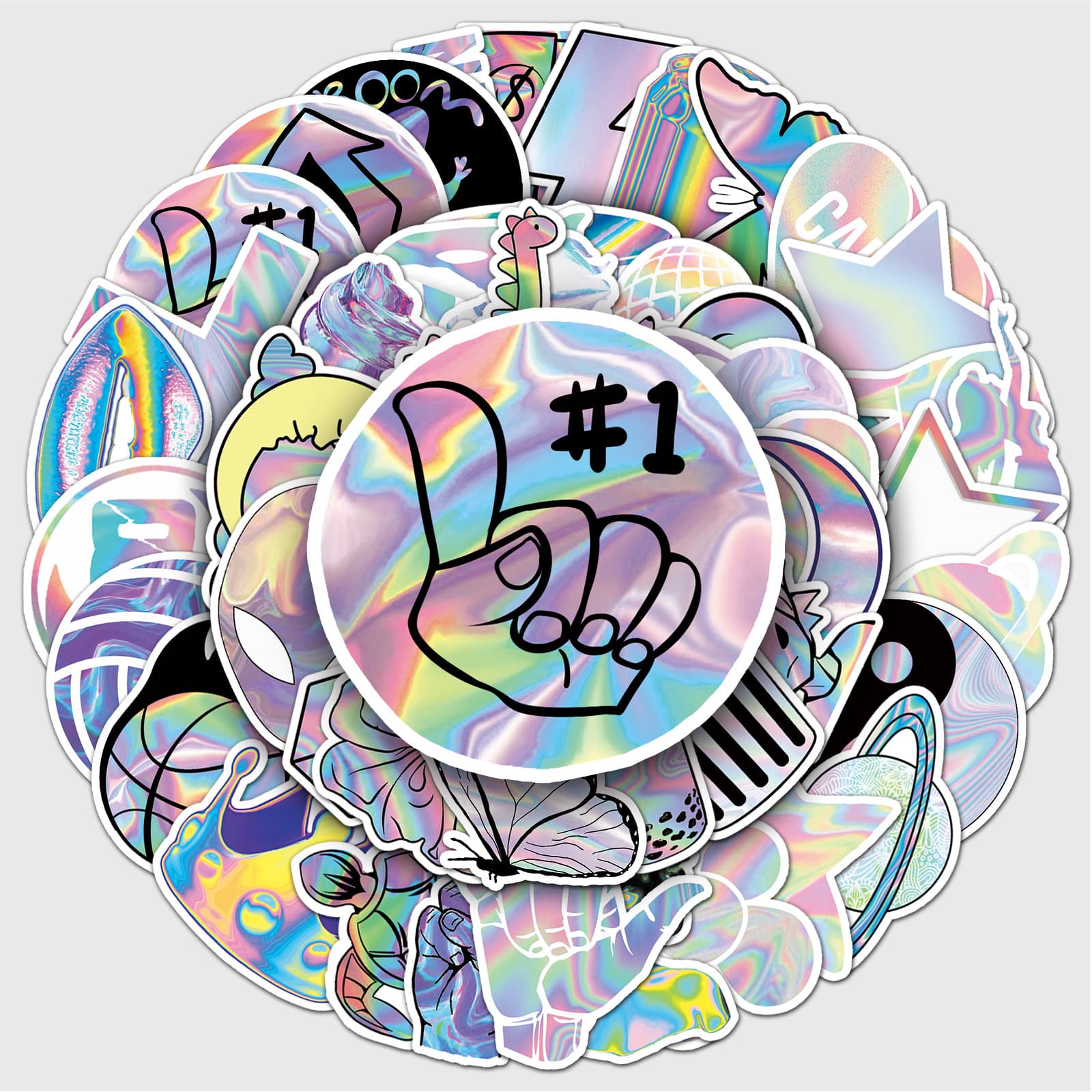 50 Holographic Laser Personalized Cross-Border Graffiti Waterproof Decorative Motorcycle Luggage Creative Stickers for Wholesale