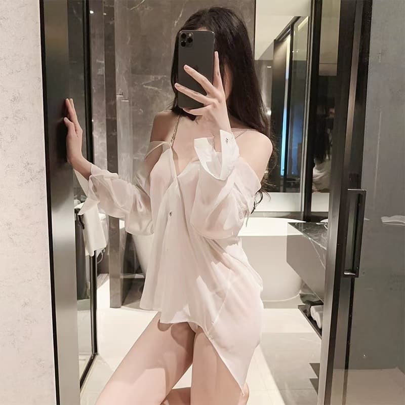 Sexy Home Wear Underwear Temptation Boyfriend Style Passionate Shirt Irresistible Home Sleepwear Uniform Short Exposed Transpare