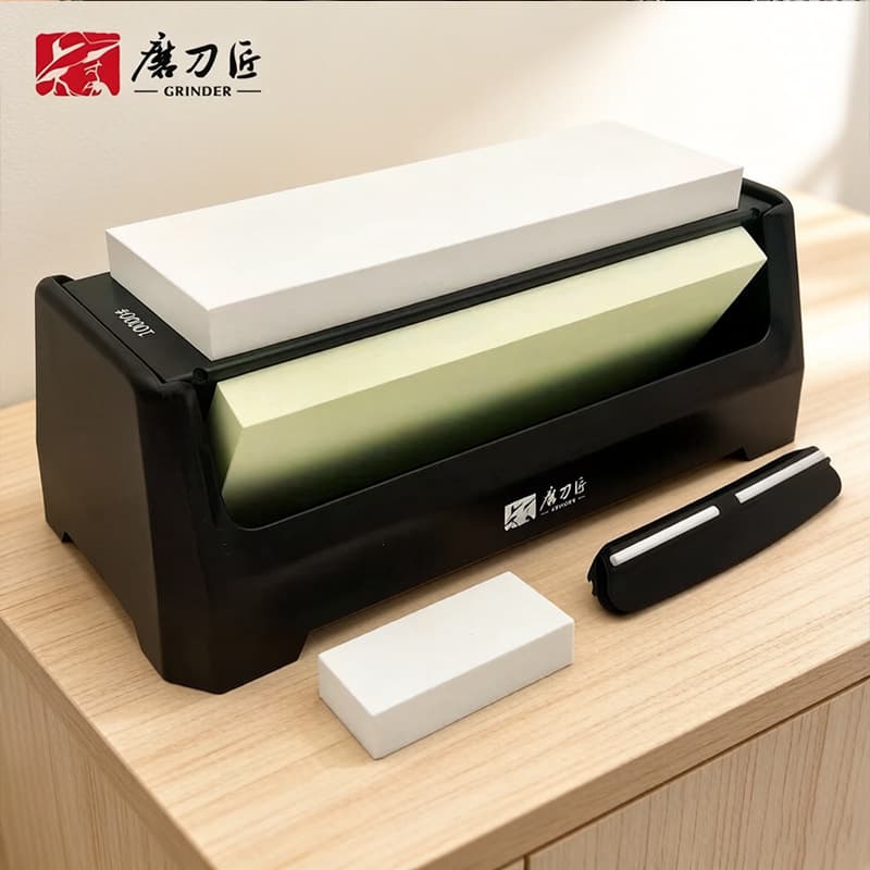 New Whetstone Products 3-Grit Wet Whetstone Professional Sharpening System Angle Guide and Correction Stone