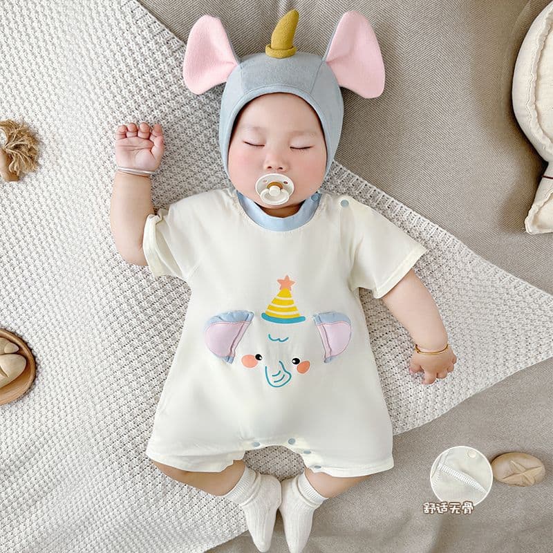 Baby Romper Summer Thin Style Short Sleeve 3D Print Crawling Suit Ins Style Newborn Clothes