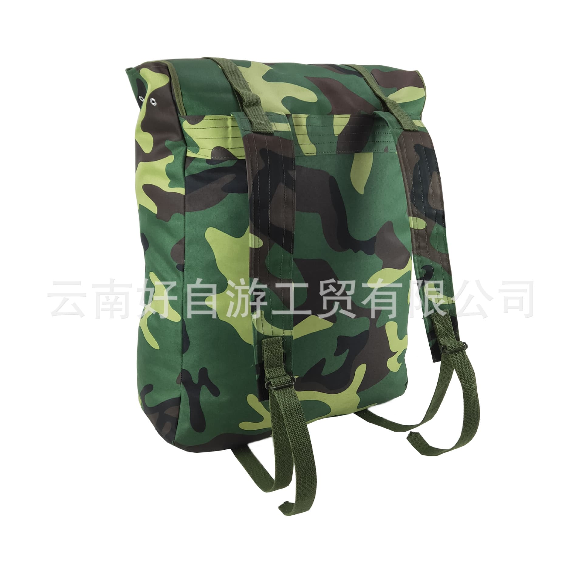 Factory In-Stock Wholesale Green Floral Camouflage Canvas Coated Military Tactical Bag, Outdoor Waterproof Hiking Pack