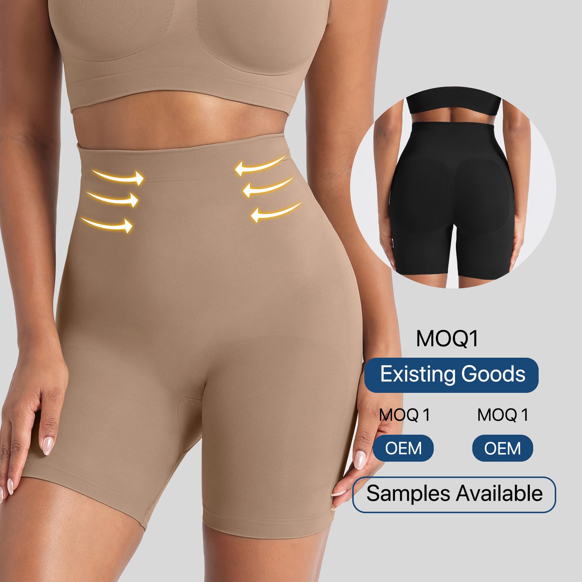 Cross-border European and American Plus Size Women's High-Waist Shaping Boyshorts Anti-Exposure Control Panties 3/4 Length Shapewear Leggings