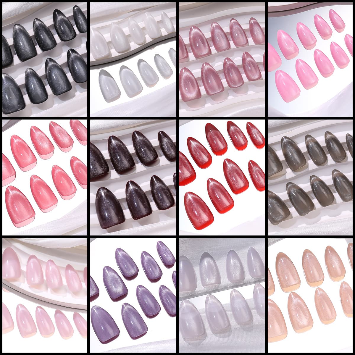 Dragon Ball Cat Eye Press-On Nails 2025 New Autumn/Winter Manicure Almond Cat Eye Collection Wholesale 30-Piece Nude Strip Press-On Nails