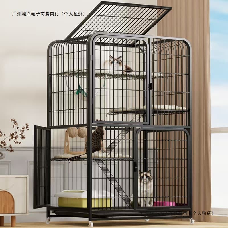 Cat Cage for Home Indoor, Space-Saving Cat Villa with Large Free Space, Multi-Layer Cat Sleeping Nest