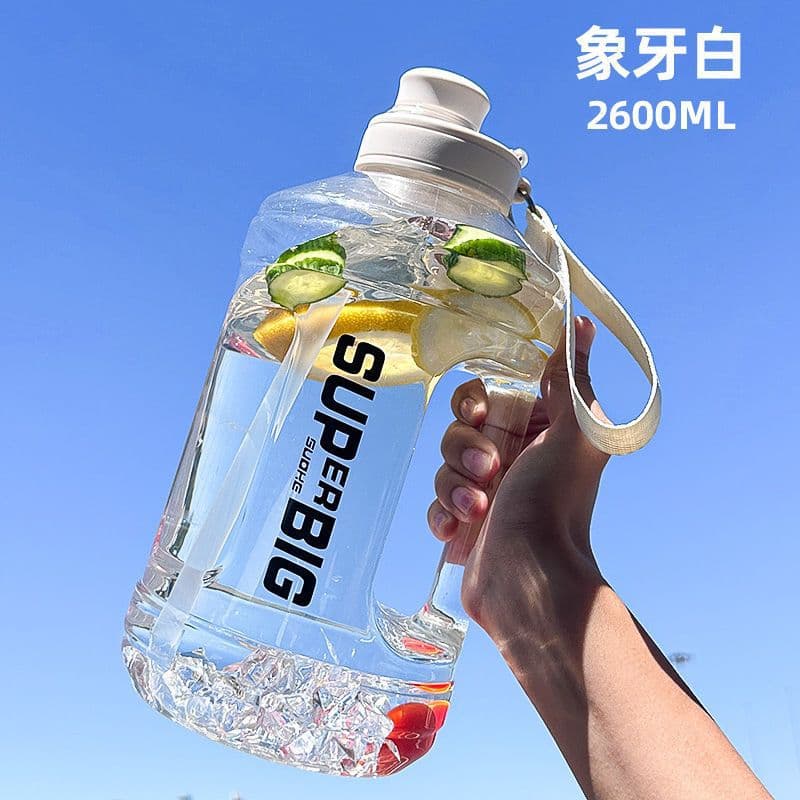 Large Capacity Water Bottle for Men, Durable Bucket Cup, Outdoor Straw Sports Gallon Jug, Foreign Trade Factory Supply Chain