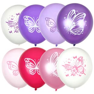 Butterfly Balloon Set for Cross-Border Birthday Party Decoration, Baby's First Birthday, Round Latex Butterfly Balloons