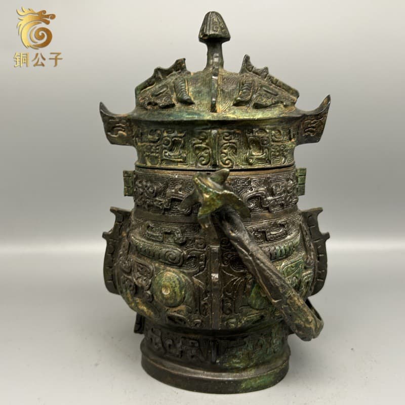 Taotie Pattern Liang You, Antique Bronze Craft, Film Prop, Ancient Wine Vessel, Exhibition Cultural Gift