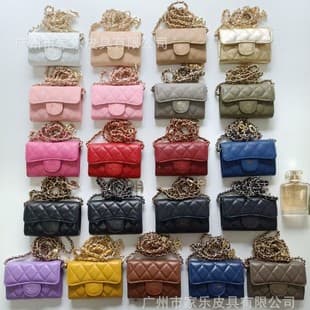 Genuine Leather Ladies Chain Small Bag, Cross-Border Hot Selling CF Small Waste Bag, Calfskin Mini Evening Bag Waist Bag Crossbody Bag Card Holder